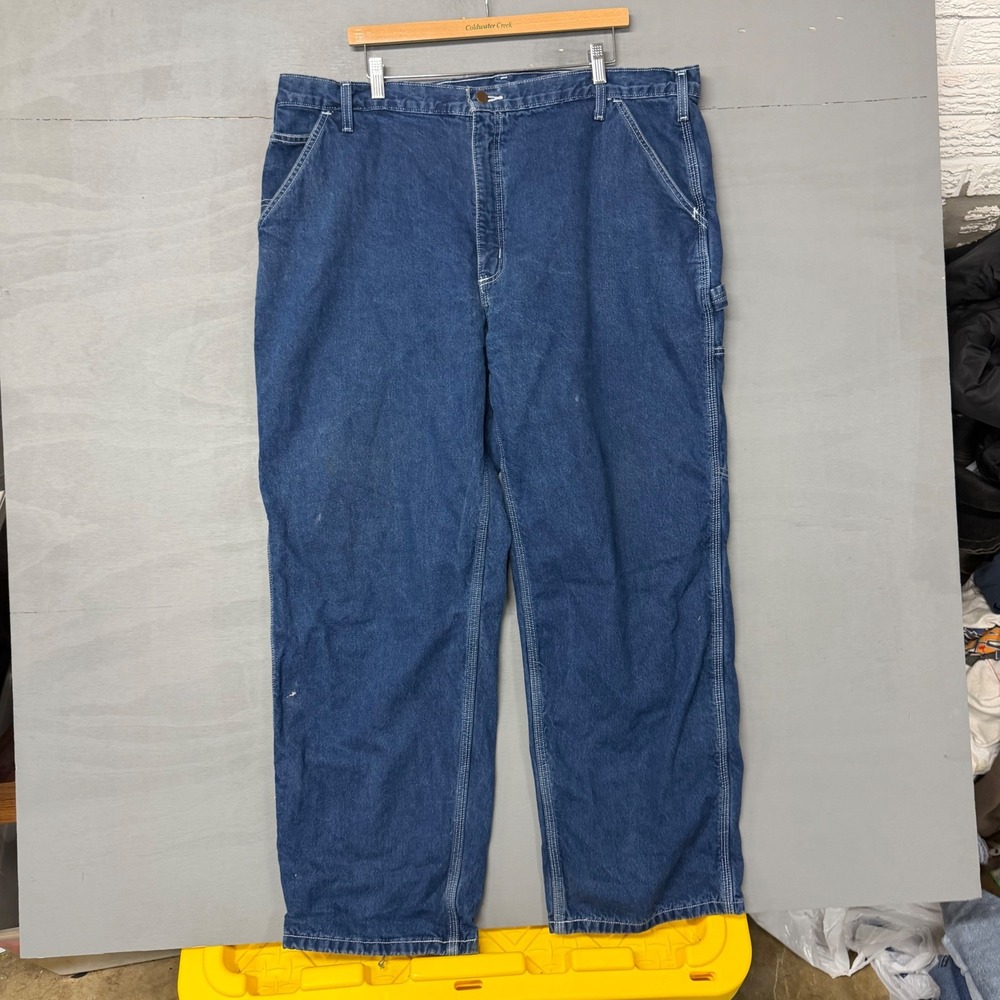 Carhartt B14 DST‎ Flannel Lined Carpenter Jeans Mens 42x30 Blue Denim Dungaree - Picture 5 of 6
